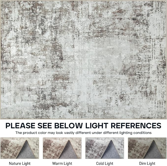 Aelenmu 10x14 Area Rugs for Living Room Dining Room Washable Brown Grey | Soft - Image 7