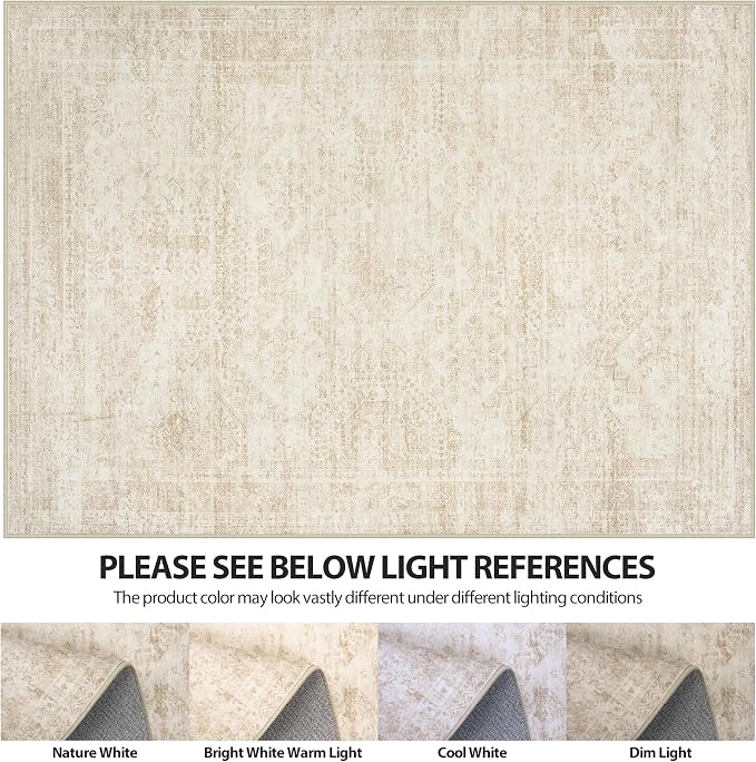 Aelenmu 8x10 Area Rugs for Living Room Washable Bedroom Dining Room Beige | - Image 7