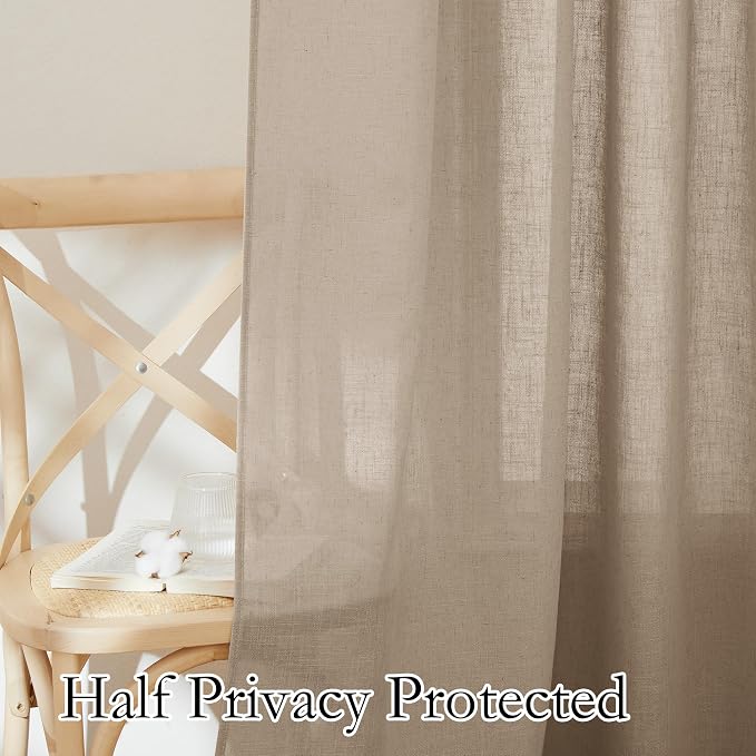 RYB HOME Short Linen Sheer Curtains - Image 3