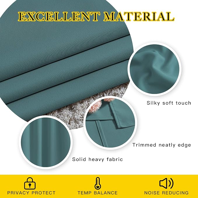NICETOWN Sea Teal Blackout Doorway Curtains 78 inch Length 2 Panels, Grommet - Image 4