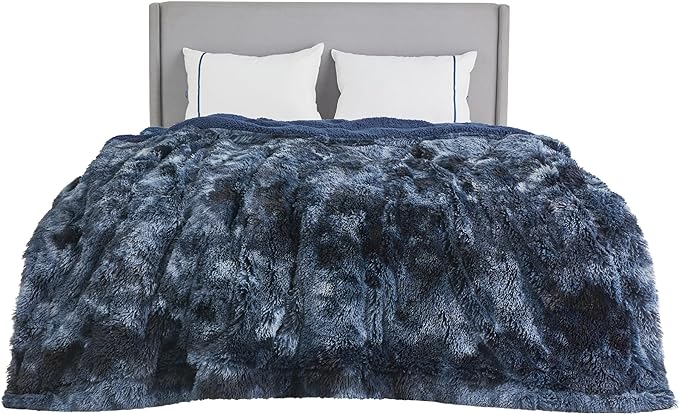 Bedsure GentleSoft Fluffy Tie Dye Navy Blue King Size Blanket by Unknown