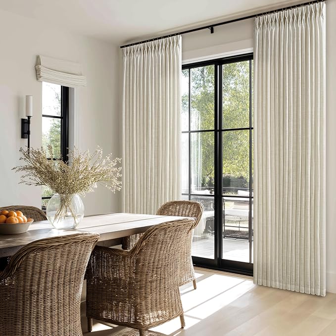 120 Inch Long Pinch Pleat Flax Linen Beige Farmhouse Curtains 50 Inch Wide | - Image 7