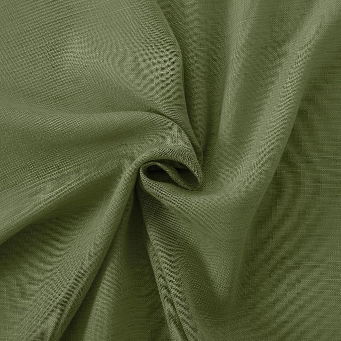 BGment 96 Inches Long Olive Green Linen Curtains - Image 8