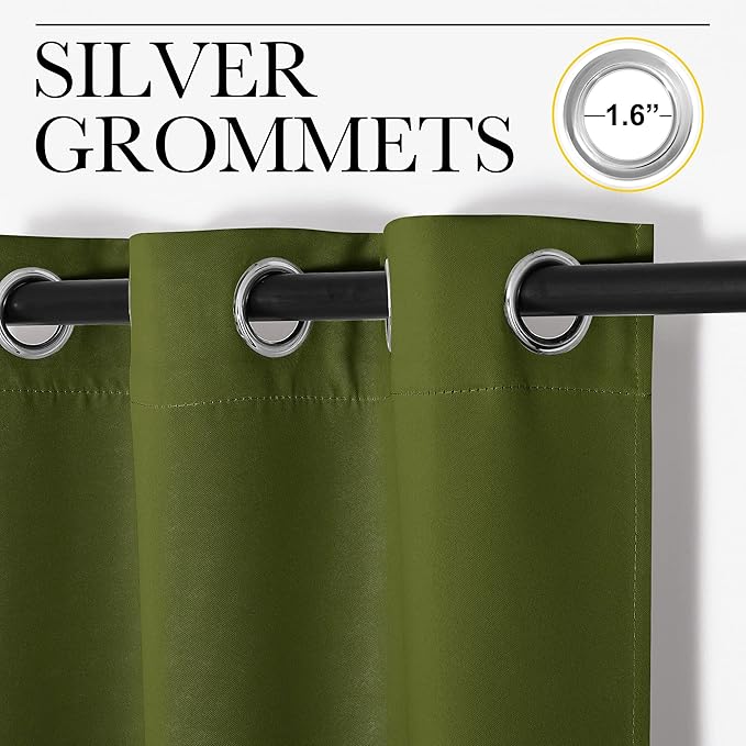 NICETOWN Olive Green Blackout Curtains 102 inches Length - Image 2