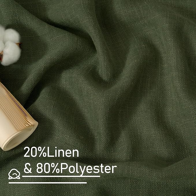 Olive Green Linen Sheer Curtains 78 inch - Image 3