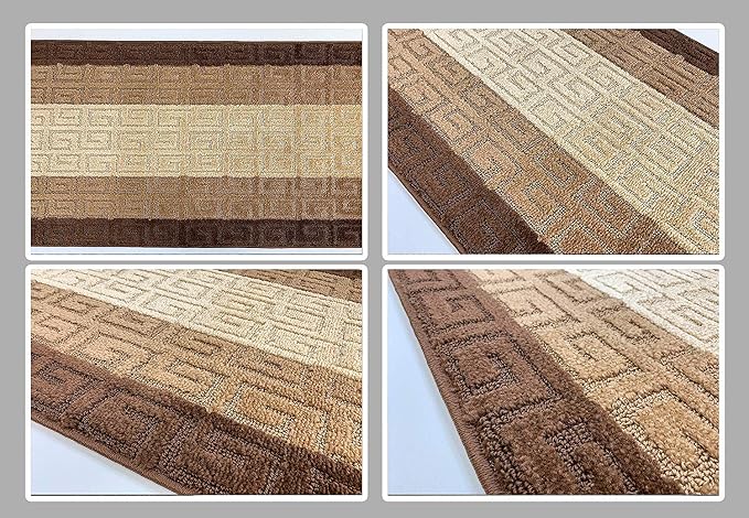 Custom Length Hallway Runner Rug, Slip Resistant, Meander Brown, 26 Inch X 5 - Image 6
