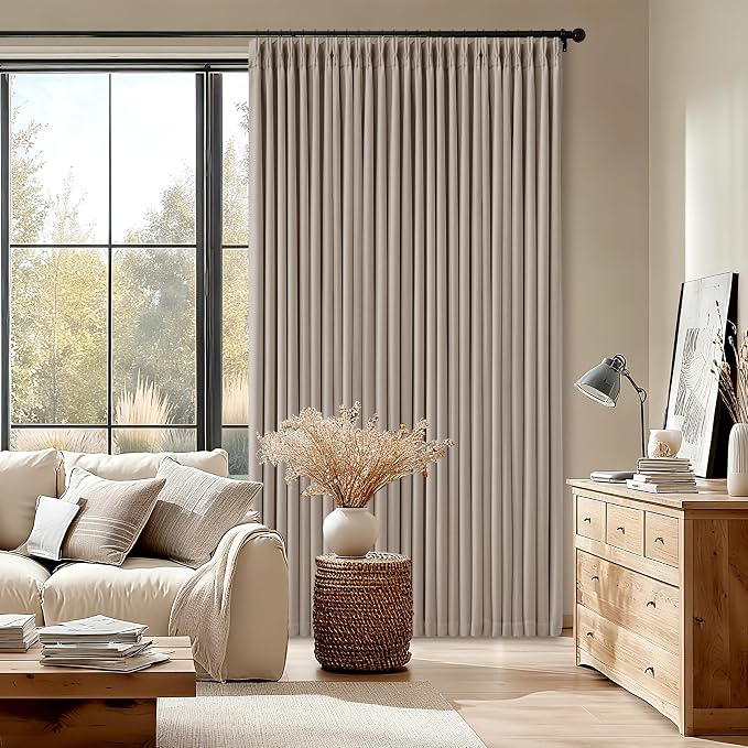 70 Inch Wide Blackout Curtains 90 Inches Long Pinch Pleated Burlywood Birch | - Image 7