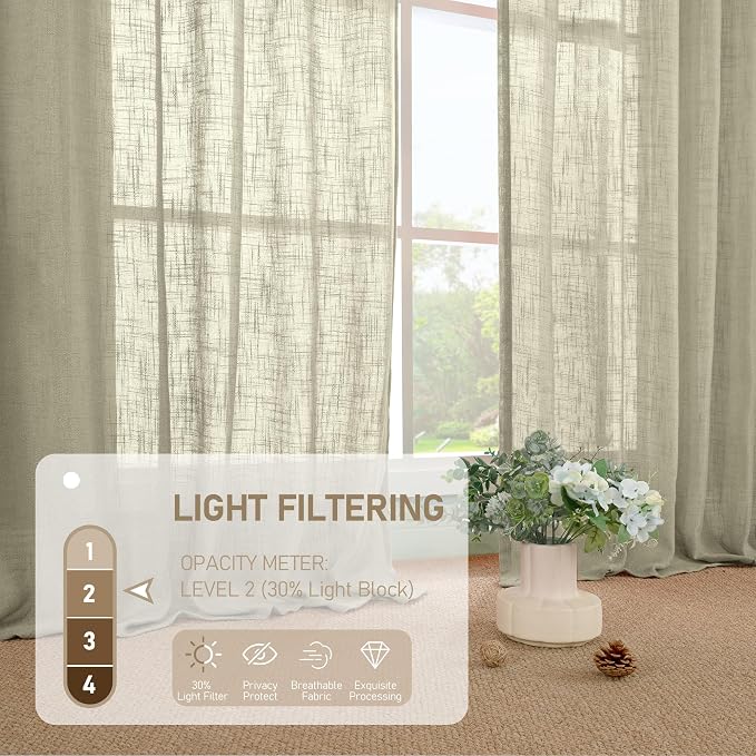 Short Window Sheer Linen Curtains 30 Inch Length - Image 4