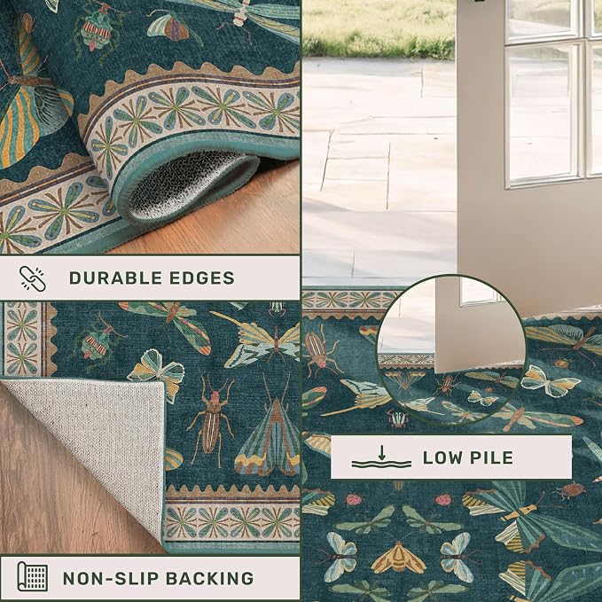 Insect Teal Green 5x7 Area Rug for Living Room - Image 5