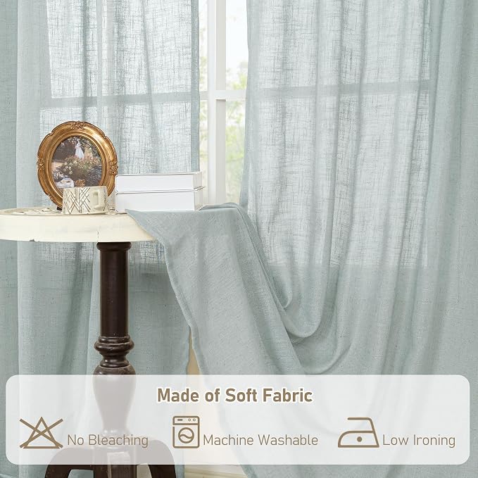 Short Window Linen Curtains 36 Inch Length 2 Panels, 34x36 Inch | Kitchen - Image 8