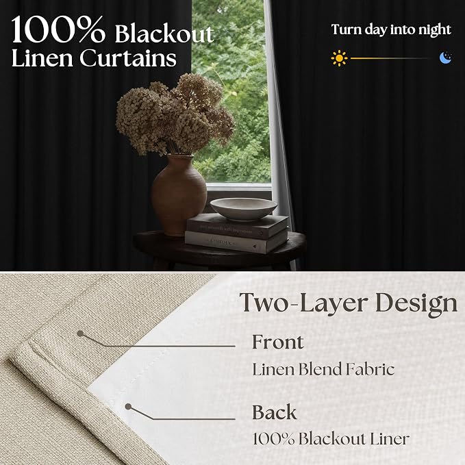 Extra Wide Oatmeal Beige Blackout Sliding Glass Door 108 Inch Curtains | Memory - Image 2