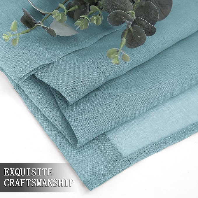Tollpiz Short Sheer Curtains Living Room Linen Textured Curtain Sheers Light - Image 7