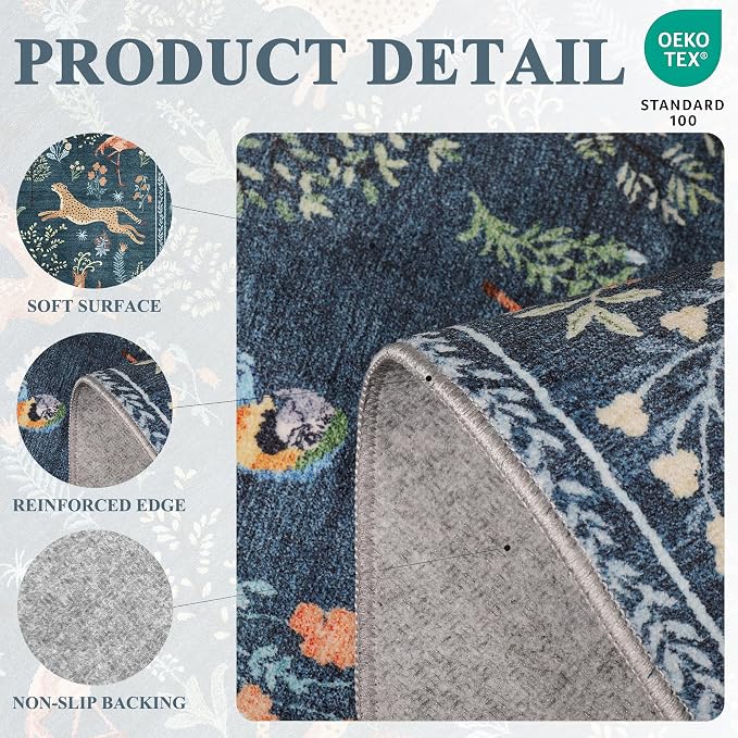 DUKINO 2x4 Rug for Entryway, Animal Washable Runner Rug for Kitchen, Low Pile - Image 5