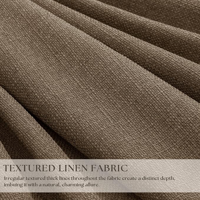 Latte Pinch Pleated 100% Blackout Linen Bedroom Curtains 86 Inch Length | - Image 5