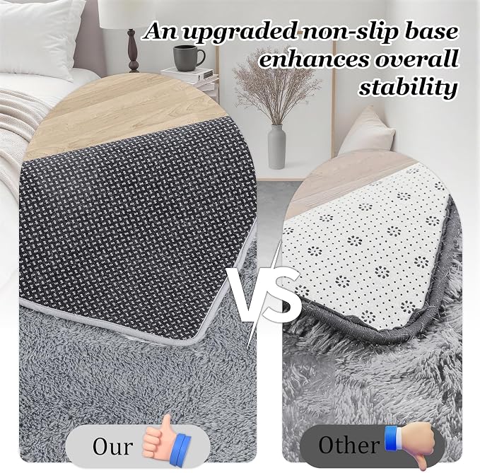 Area Rug Living Room Bedroom: 4x6 Fluffy Plush Shag Carpet Gray | - Image 6
