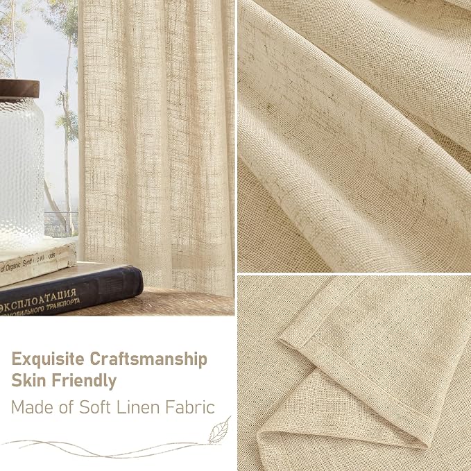 Linen Curtains 84 inch Length for Living Room Bedroom 2 Panels | Light Filtering - Image 6