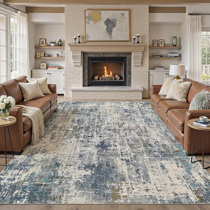 DMOYEST Area Rug Living Room Rugs 10x12 Washable Abstract Carpet | Neutral - Image 6
