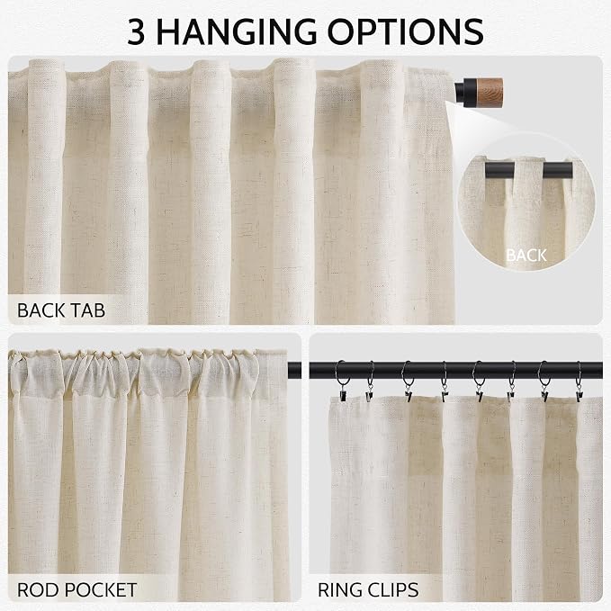 Birch Beige Linen 112 Inch Curtains - Image 2
