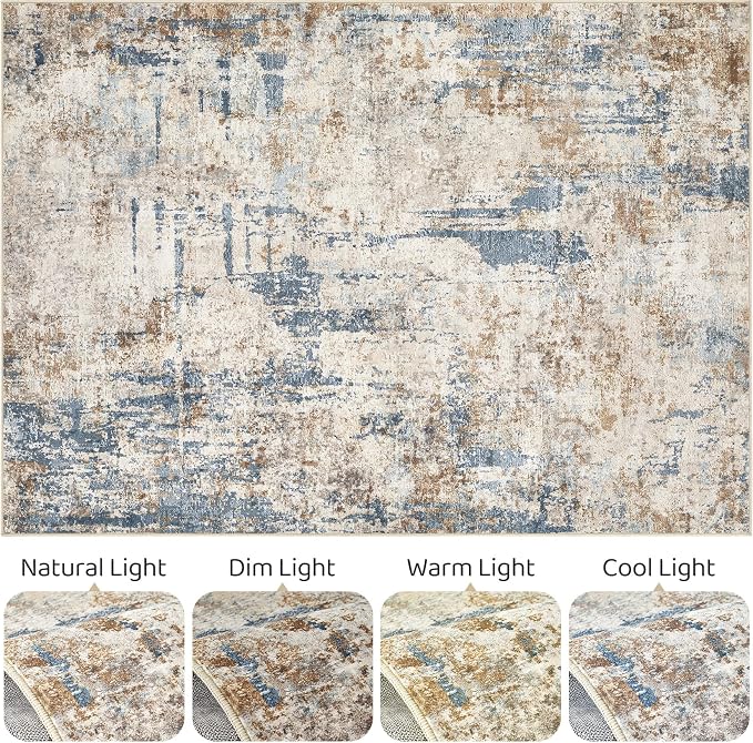 LOONGRUG 7x10 Area Rug Washable Large Neutral Modern Living Room Rugs | - Image 9