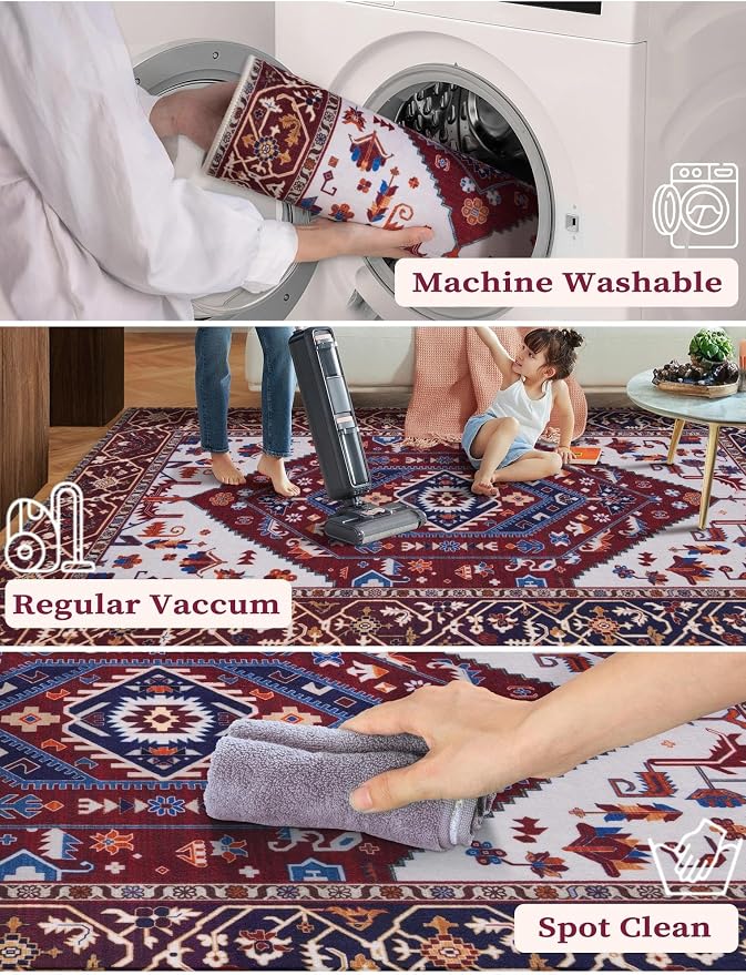 SERISSA 2x6 Washable Non Slip Boho Runner Rug - Image 2