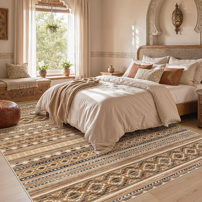 cotiled Boho 10x14 Area Rug for Living Room: Large Moroccan Washable Rug | - Image 5