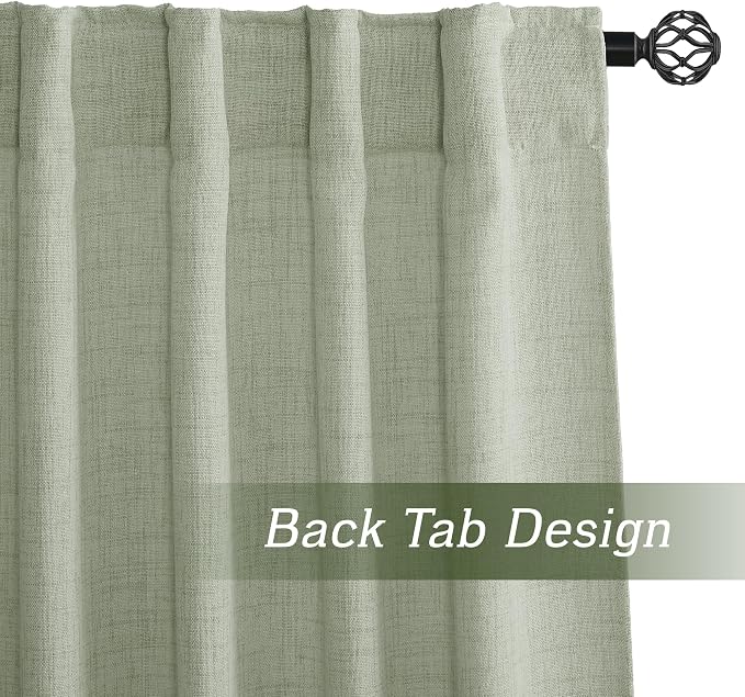 RYB HOME Linen Semi Sheer Curtains 63 inch Length - Image 2