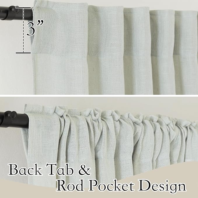RYB HOME Semi Sheer Linen Curtains Extra Wide Curtains 108" Length, Linen Blend - Image 2
