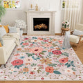 DUKINO 6x9 Area Rugs, Floral Washable Rug by DUKINO