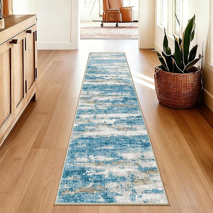 Washable Runner Rugs 3x10 Abstract Kitchen Runner Rug Non Slip Backing - Image 6