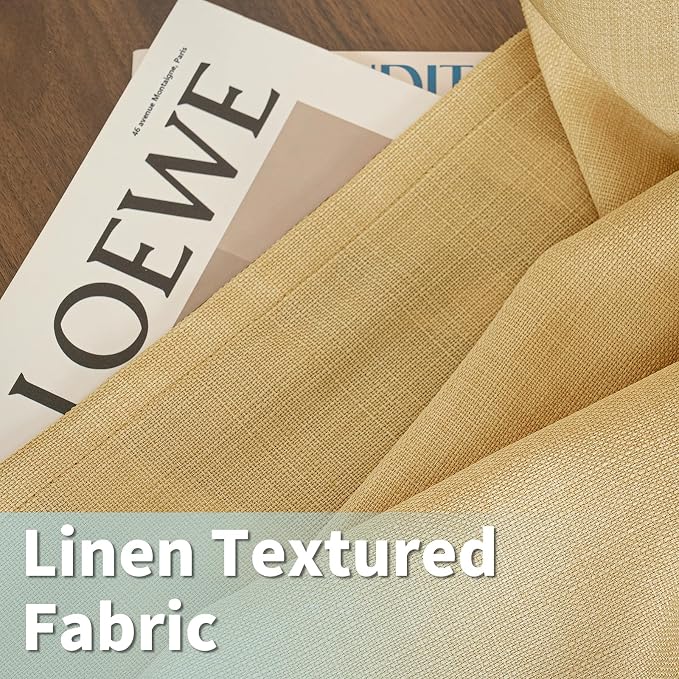 Caramel Brown Linen Curtains for Living Room 84 Inch Length 2 Panels | Faux - Image 8