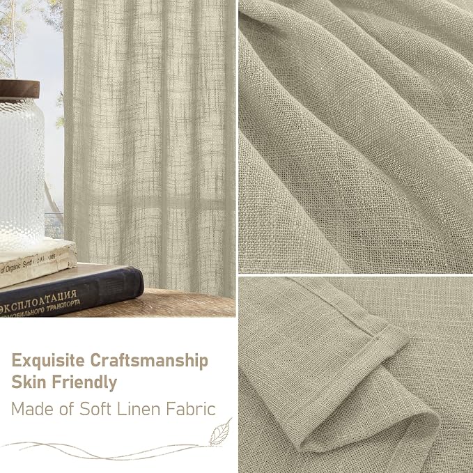 Semi Sheer Linen Curtains 45 Inches Long - Image 6