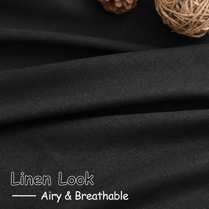 96 Inch Linen Curtains for Living Room Semi Sheer Linen Blended Curtains Back - Image 4