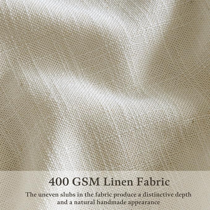 98 Inch Beige Linen Semi Sheer Pinch Pleated Curtains 50 Inch Wide 2 Panels | - Image 3