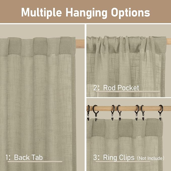 Short Window Sheer Linen Curtains 30 Inch Length - Image 3
