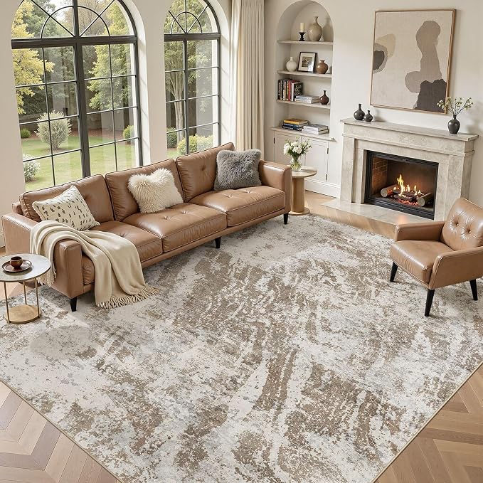 DMOYEST 8x11 Washable Area Rug: Abstract Modern Non-Slip Carpet, Soft Low Pile by DMOYEST