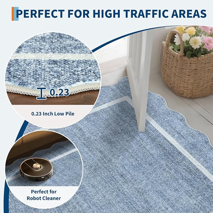 GarveeHome Scalloped Washable Runner Rug 2x6 Non Slip Kitchen Rugs - Image 8