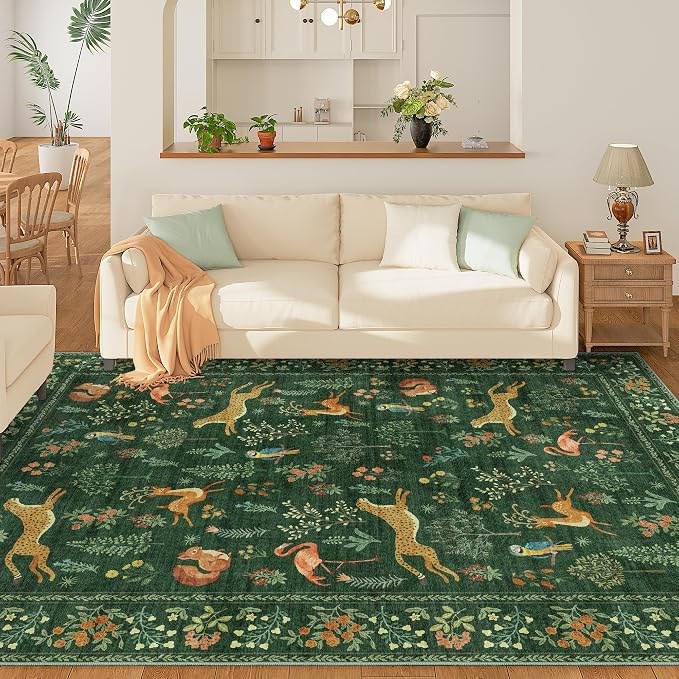 DUKINO 8x10 Area Rugs, Washable Soft Animal Bedroom Rug Non Slip, Low Pile - Image 3