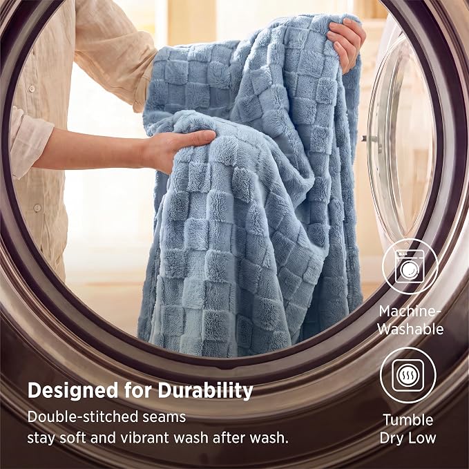 Bedsure GentleSoft Ashley Blue Twin XL Blanket - Image 6
