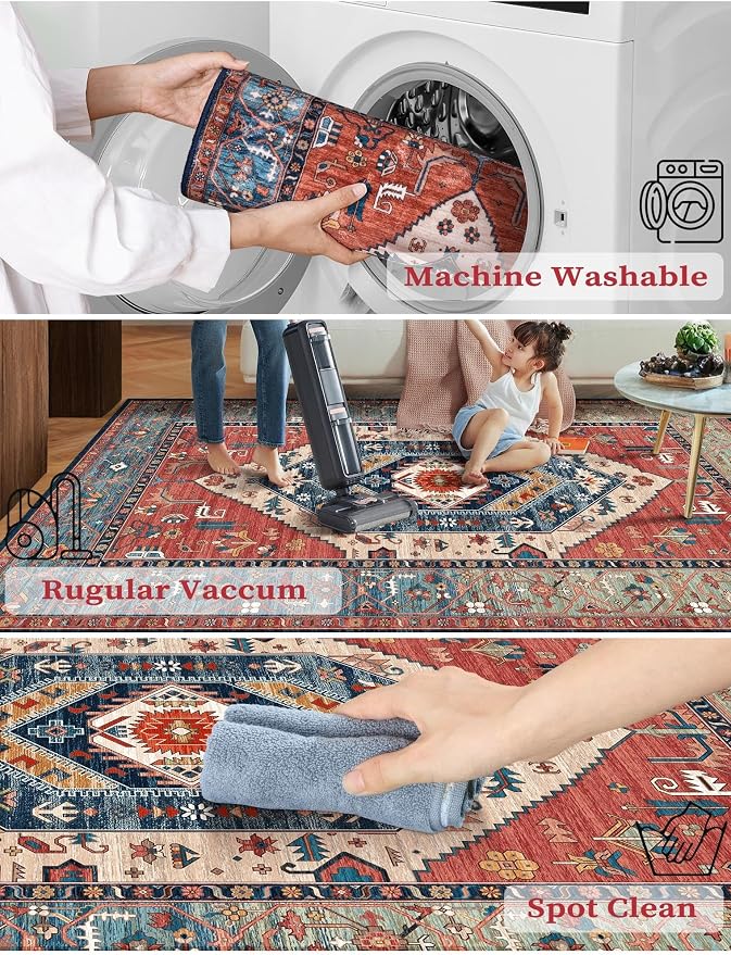 SERISSA 2'6"x10' Washable Non Slip Boho Runner Rug - Image 3