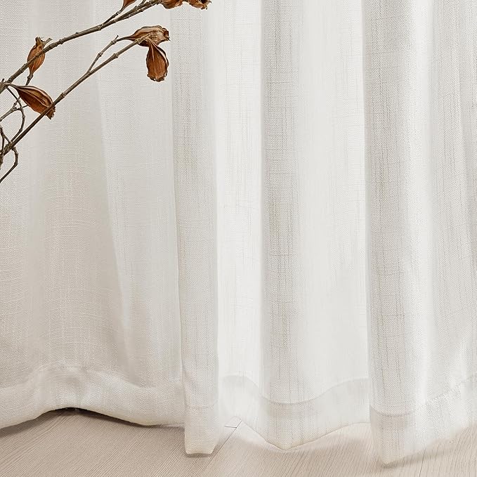 MYSKY HOME Short Curtains for Bedroom Small Windows, Light Filtering Sheer - Image 5