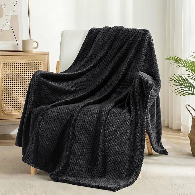 Exclusivo Mezcla Soft Waffle Fleece Bed Blanket Queen Size, Cozy Flannel - Image 4