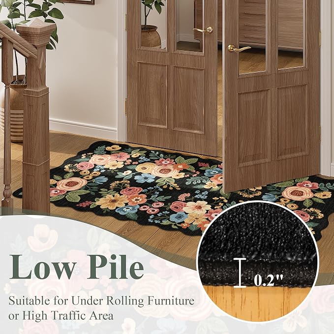 DUKINO 5x7 Area Rugs for Bedroom, Floral Washable Rug Non Slip, Stain Resistant - Image 9