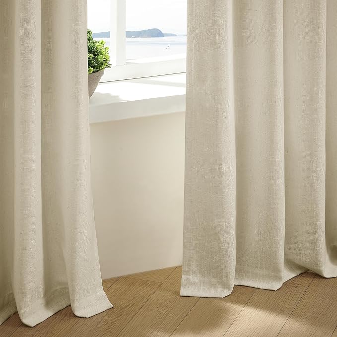Pinch Pleated Extra Wide Beige Linen Curtain 92 Inches Long 70 Wide 1 Panel | - Image 4