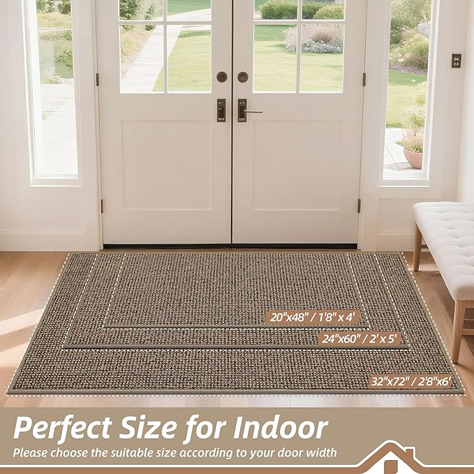 BEQHAUSE Dirt Trapper Door Mat 32" x 72", Non-Slip Washable Doormats, Low - Image 2