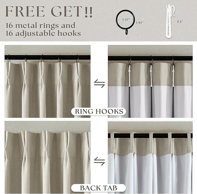 Oatmeal Linen Blackout 120 Inch Curtains - Image 6