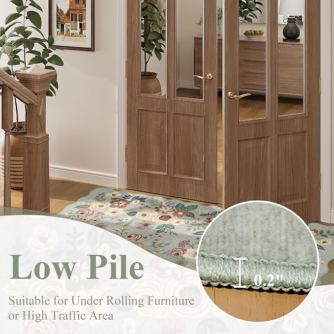 DUKINO 2x10 Runner Rug for Hallway, Washable Kitchen Rugs, Sage Green | Non Slip - Image 8
