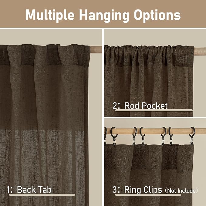 36 Inch Length Linen Semi Sheer Curtains - Image 3