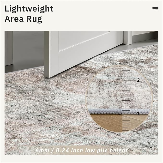 Soalmost Abstratc Runner Rug 2x5 Washable Kitchen Entry Runners Pink/Grey | - Image 7