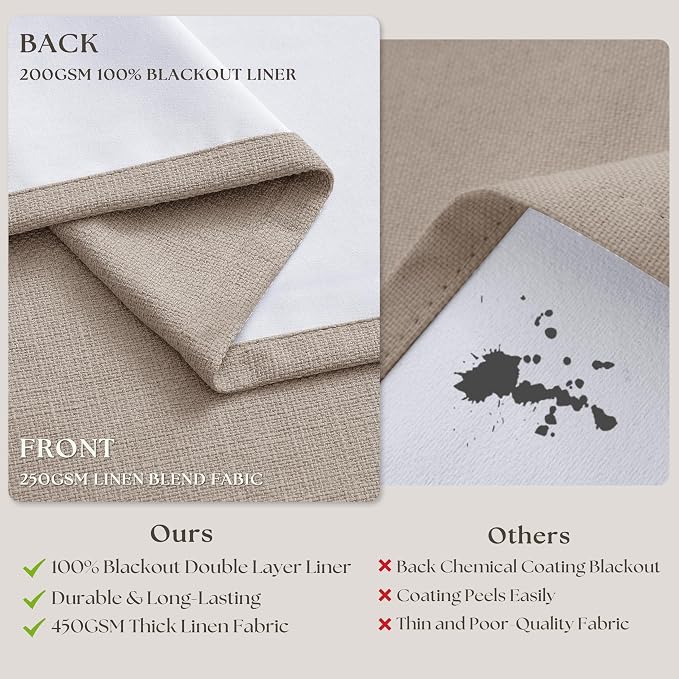 70 Inch Wide Blackout Curtains 96 Inches Long Pinch Pleated Burlywood Birch | - Image 6