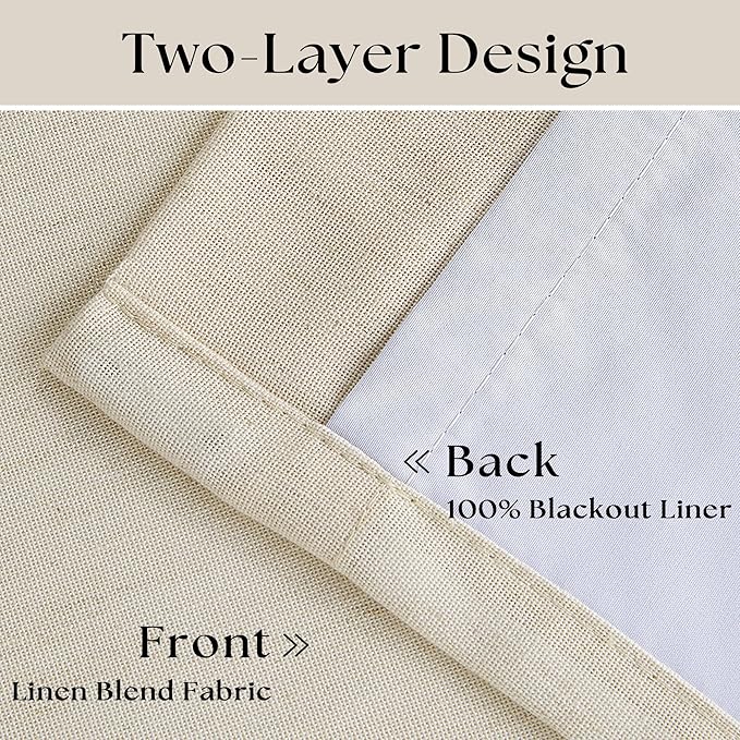 Cream Beige 100% Black Out Pinch Pleat Curtains 80 Inch Length 2 Panels | 2 - Image 4